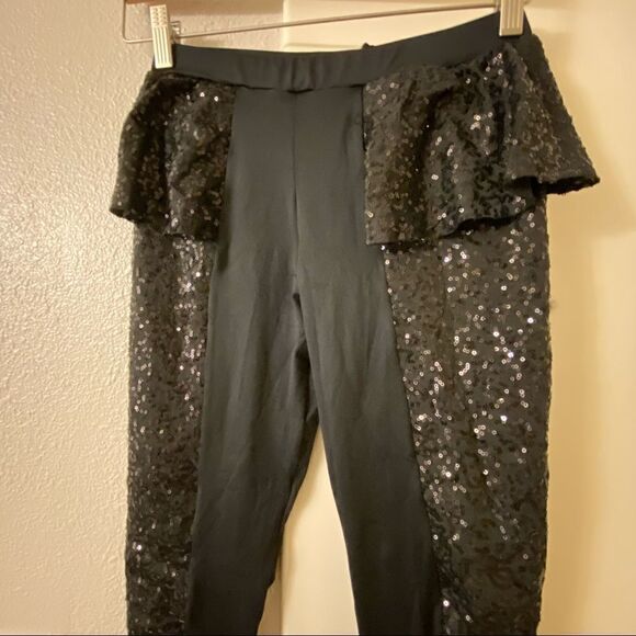 Weissman dance costume black sequins pants LE JAZZ HOT PEPLUM LEGGINGS Adult SA - Picture 8 of 11